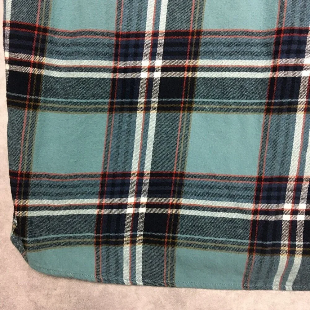 Eddie Bauer Mens Plaid Flannel‎ Shirt size XXL Long Sleeve Button Up Pocket Blue
